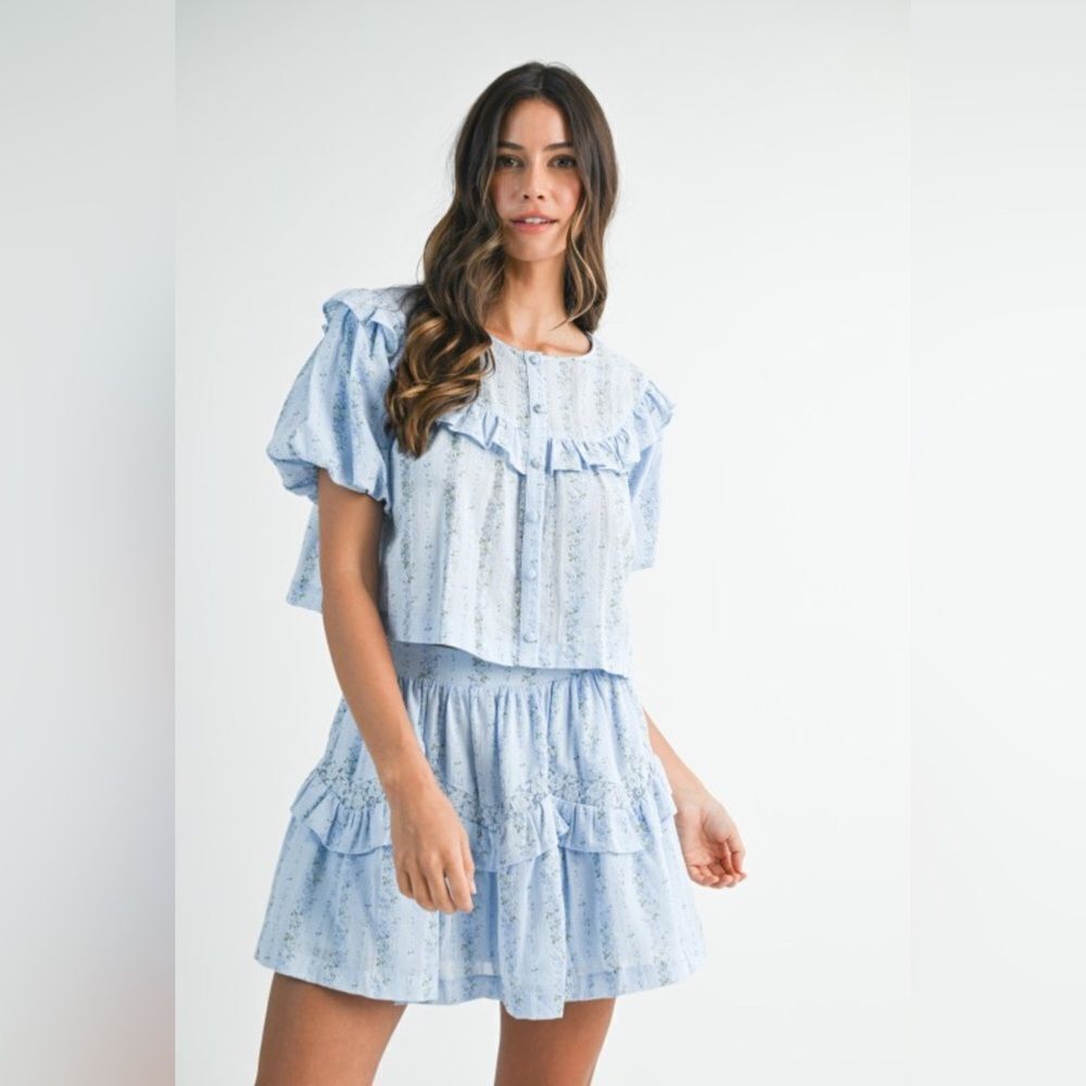 Light Blue Ruffled Two-Piece Set - Picture 3 of 16